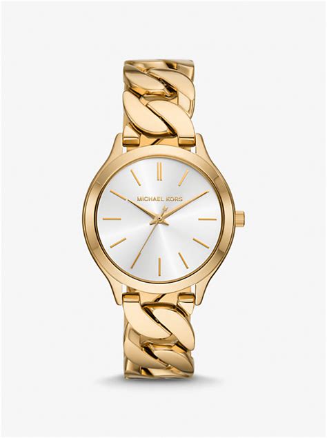 michael kors chain link watch|michael kors slim runway gold.